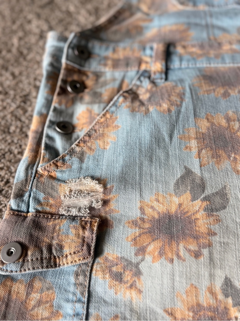 Sunflower Print Denim Overall Dungarees - Picture 9 of 13